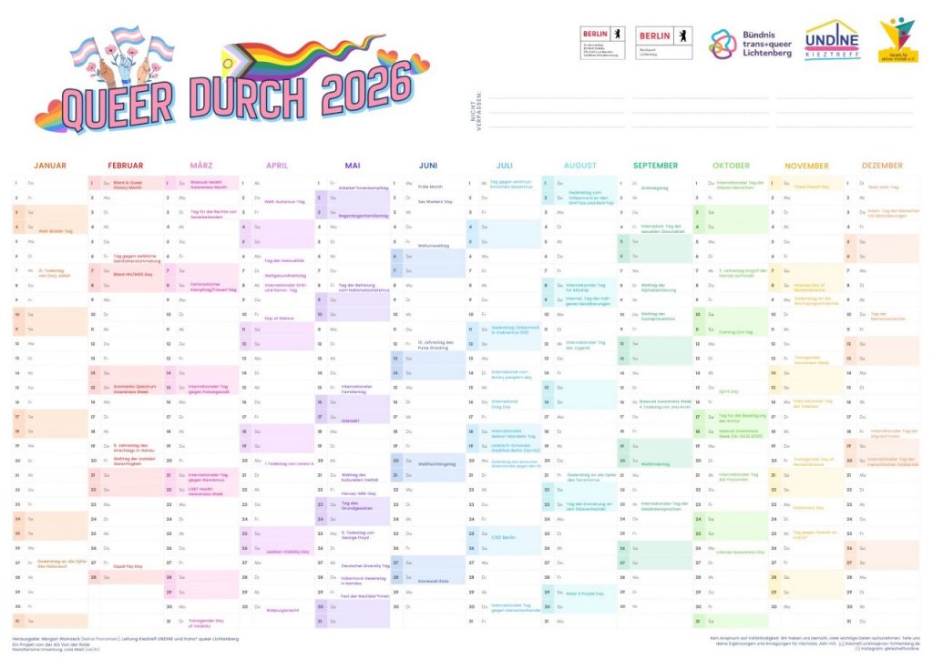 Kalender Queer durch 2026